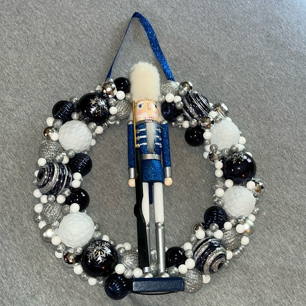Blue and Silver Nutcracker wreath
